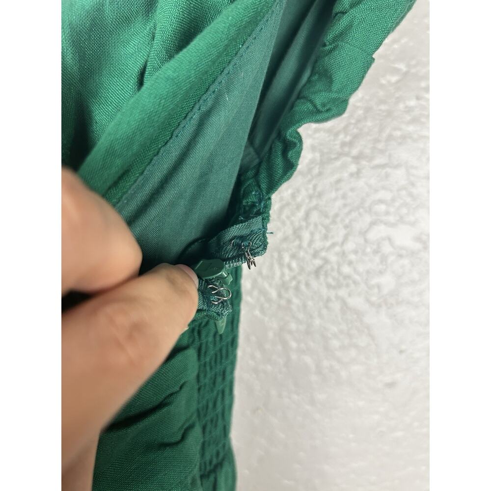 Jason Wu Green Ruched Ruffle Tiered Maxi V Neck Dress Size M Wedding Graduation - Picture 10 of 10